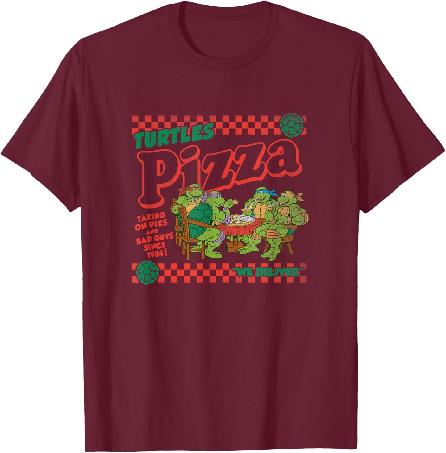 Teenage Mutant Ninja Turtles Pizza Delivery Classic Logo T-Shirt - T-Shirt | Maroon