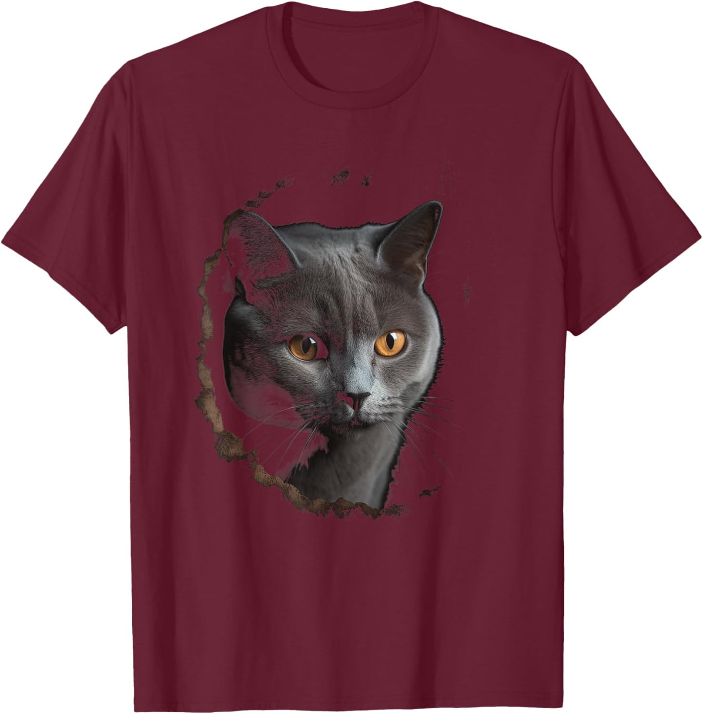 Chartreux Cat Eyes Kitty Kitten Cat Artwork Cat Face T-Shirt - T-Shirt | Maroon