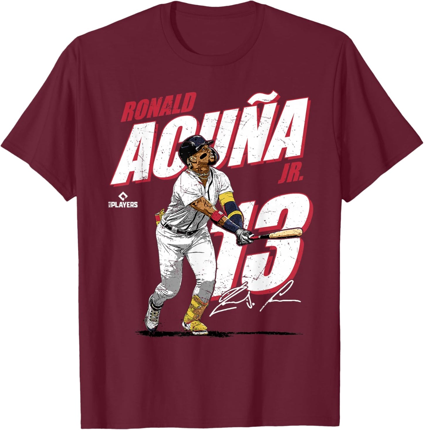 Ronald Acuna Jr. | Atlanta Baseball MLB Players | MLBRAC3001 T-Shirt - T-Shirt | Maroon