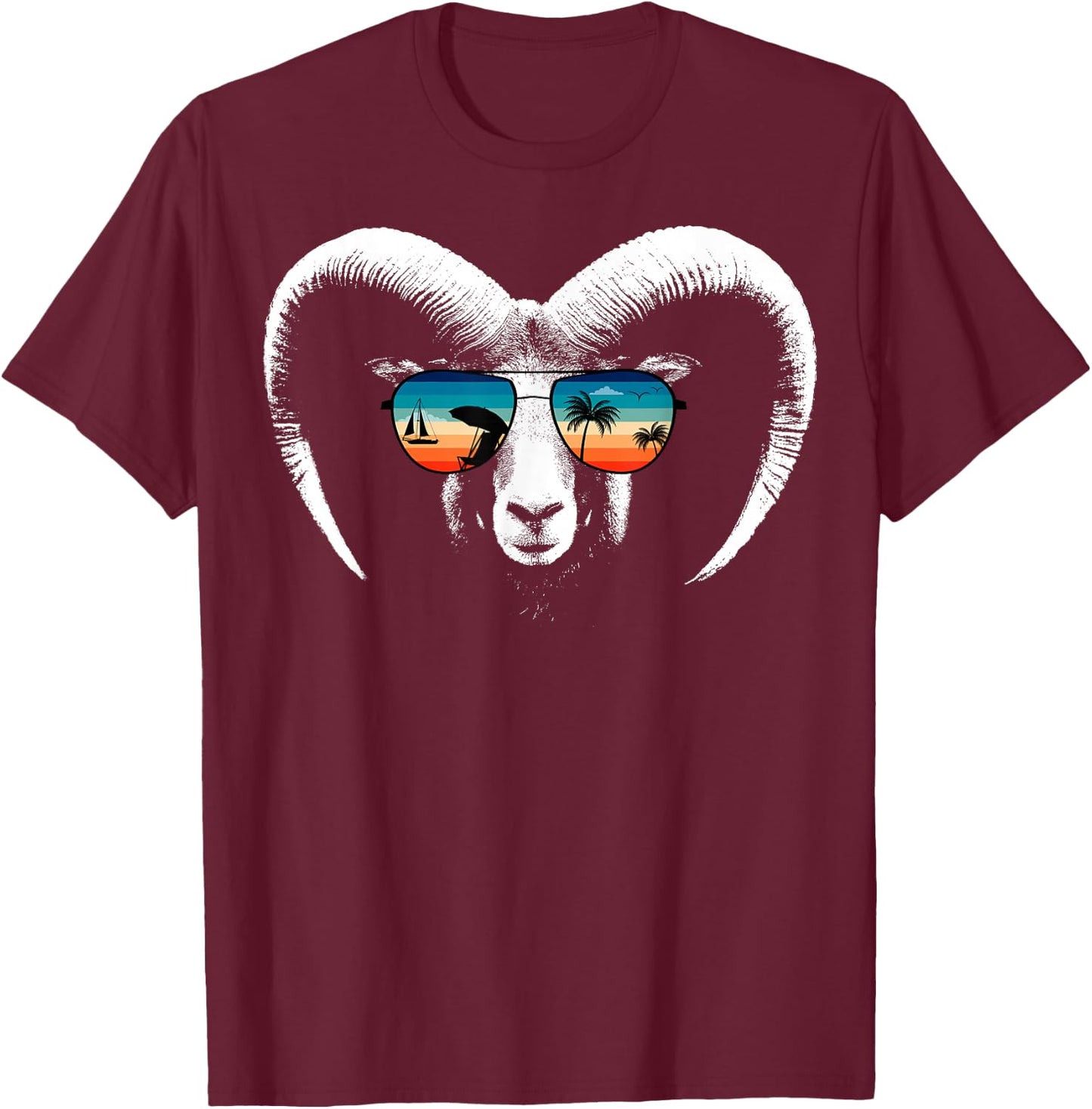 RAM Shirts With Glasses Sunglasses Retro Style T-Shirt - T-Shirt | Maroon