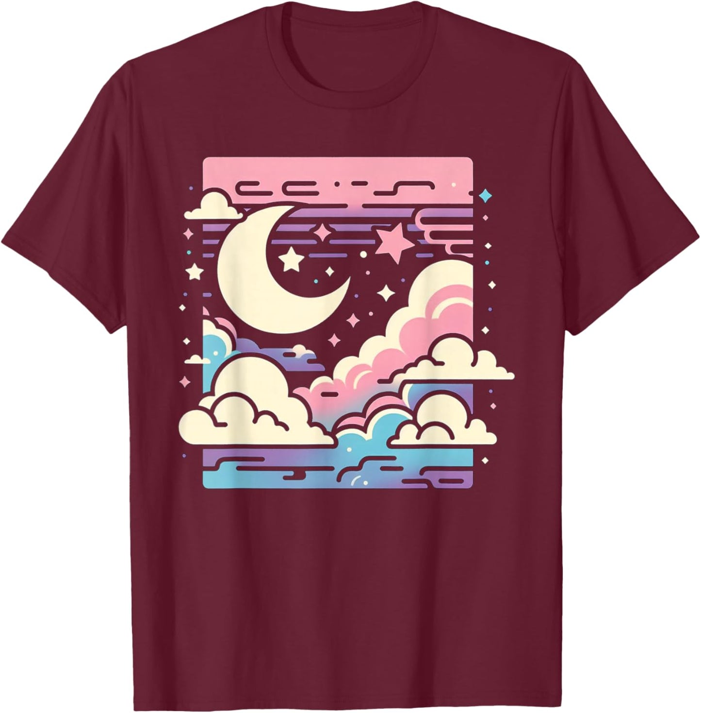 Clouds Vaporwave Aesthetic Japanese Anime Kawaii T-Shirt - T-Shirt | Maroon