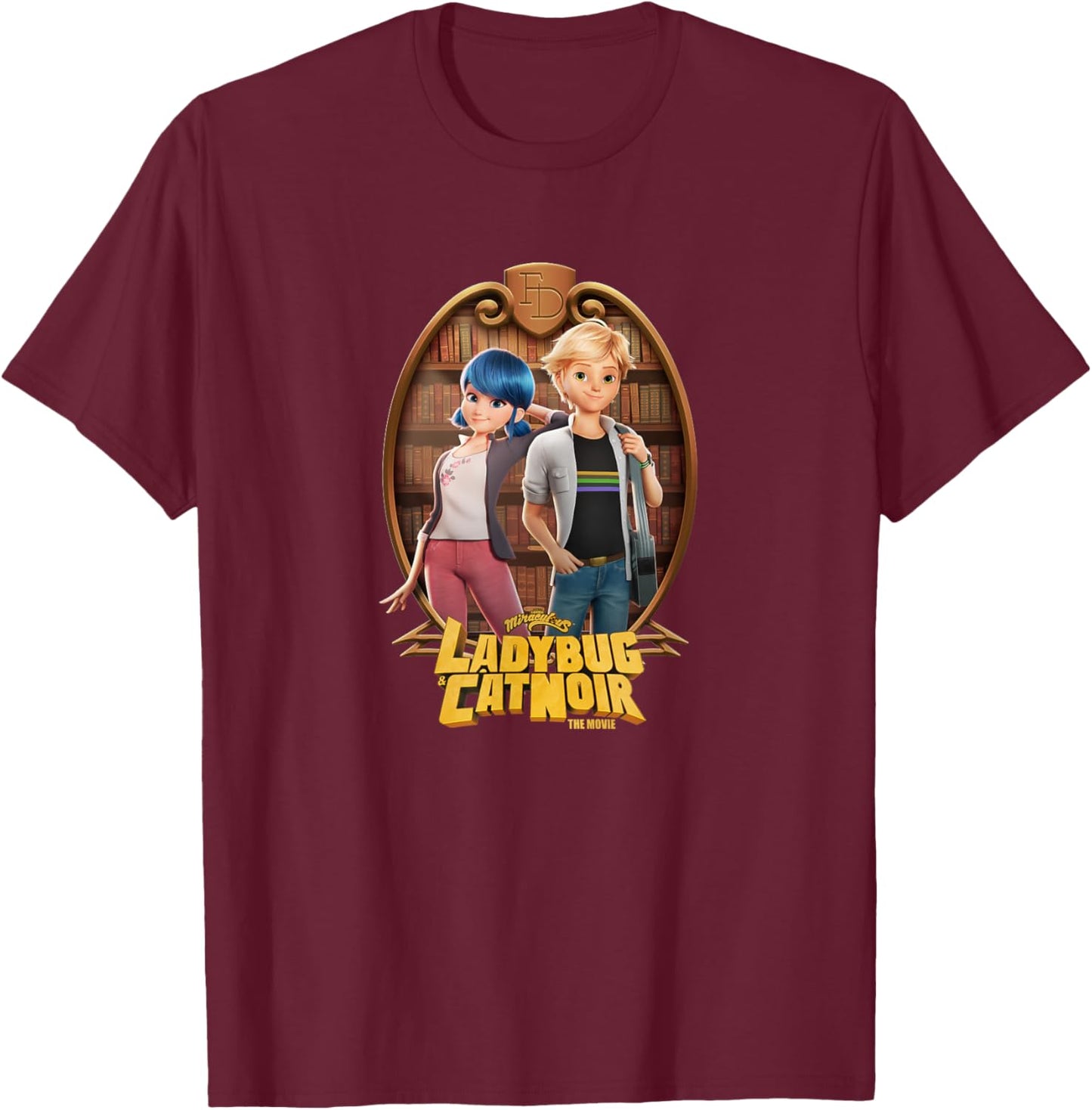 Miraculous Ladybug and Cat Noir The Movie Marinette Adrien T-Shirt - T-Shirt | Maroon