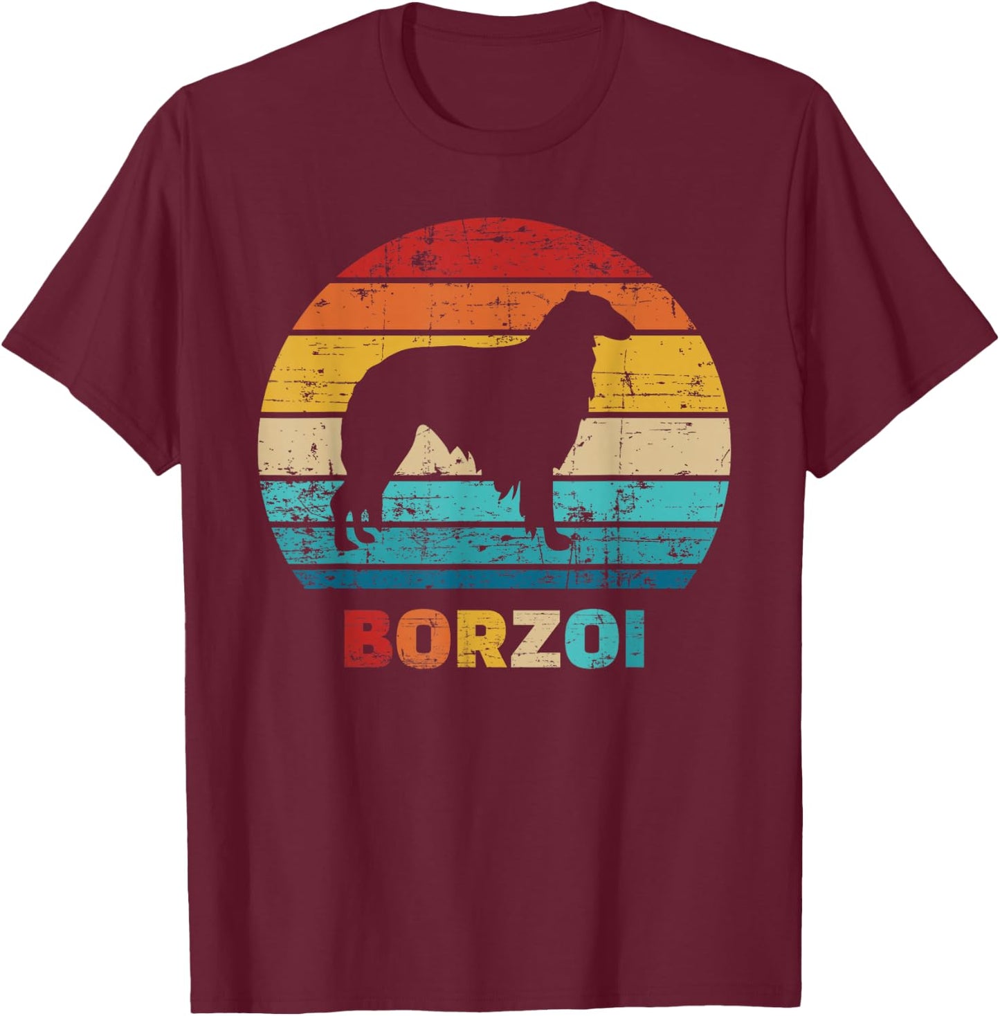 Borzoi vintage retro T-Shirt - T-Shirt | Maroon