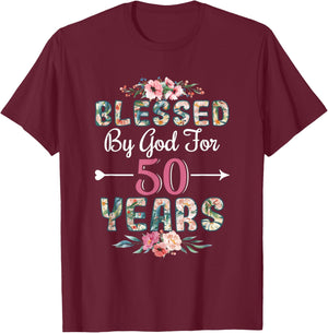 50th Birthday Man Woman Blessed by god for 50 years T-Shirt - T-Shirt | Maroon