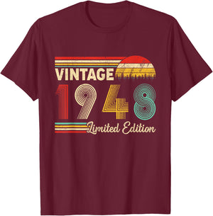 Vintage 1948 Limited Edition Outfit Distressed Retro 1948 T-Shirt - T-Shirt | Maroon