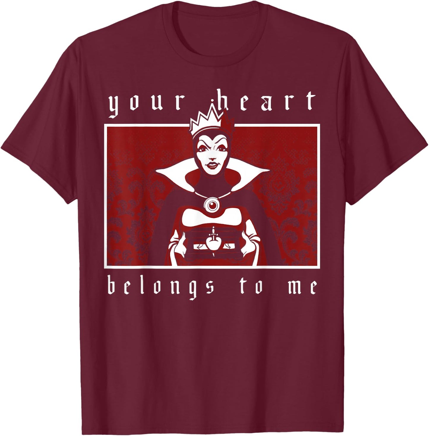 Disney Villains Valentine's Day Evil Queen Heart Portrait T-Shirt - T-Shirt | Maroon