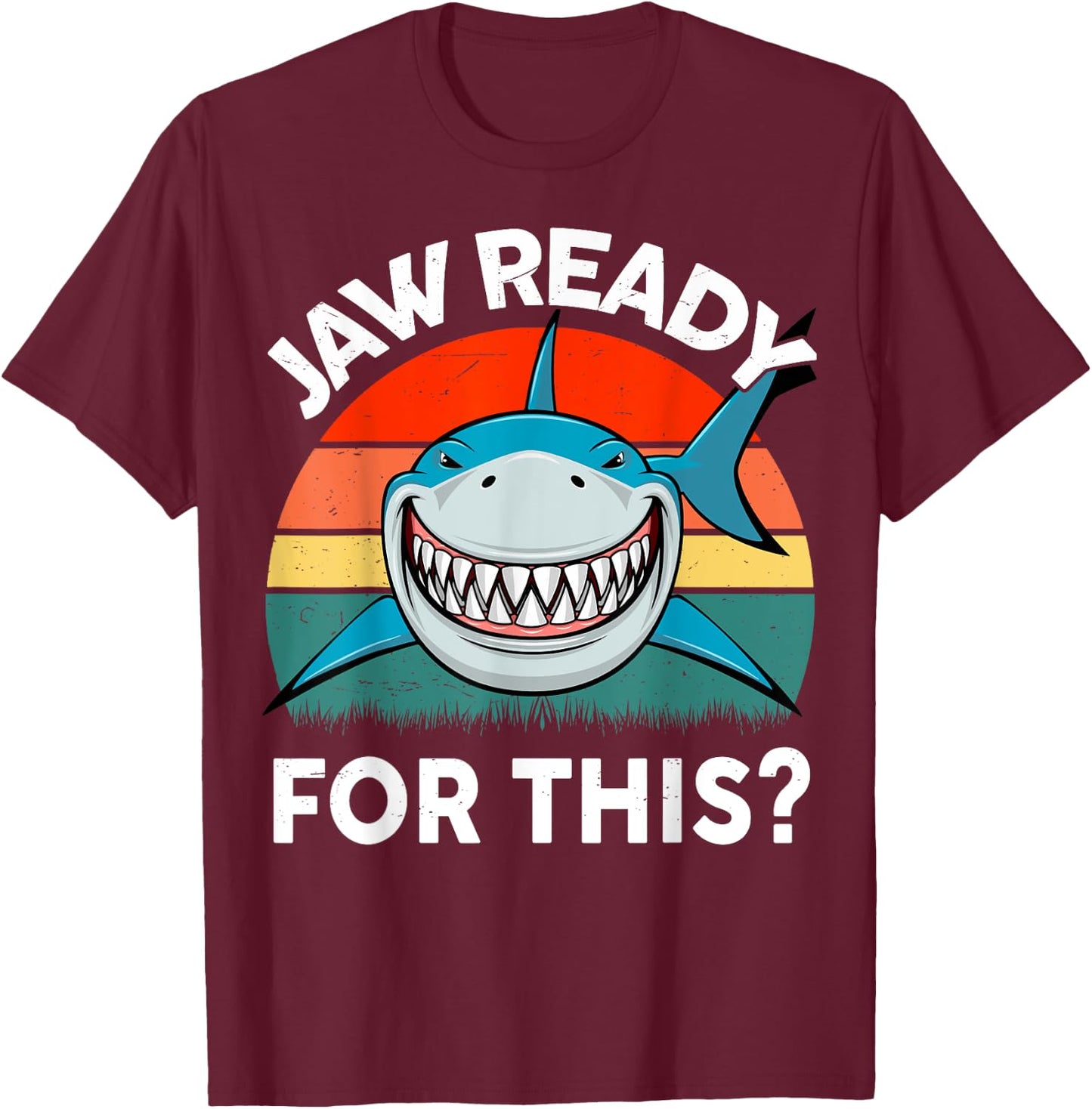 Great White Shark Jaw Ready For This? Toddler Boy Funny Kids T-Shirt - T-Shirt | Maroon