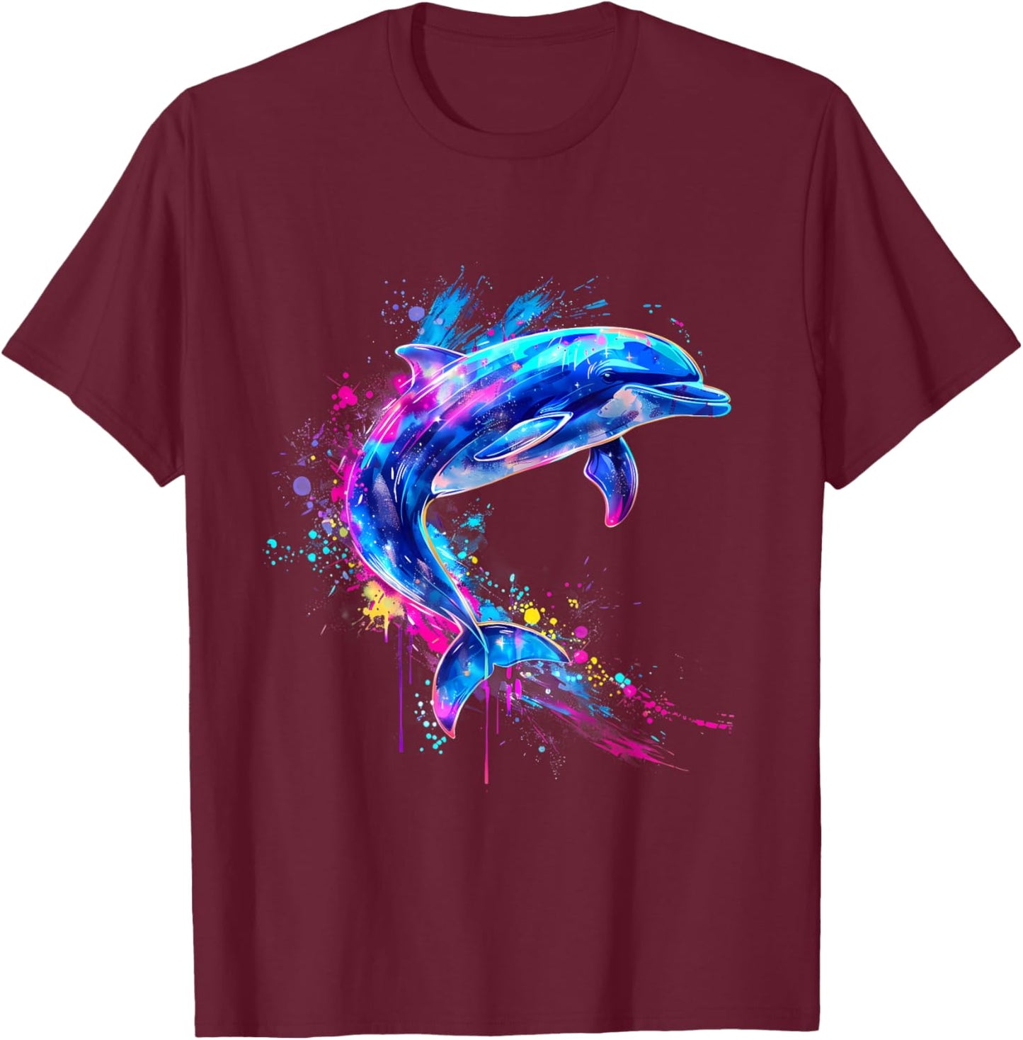 Dolphin Ocean Sea Dolphin Artwork Sea Ocean Animal Lover T-Shirt - T-Shirt | Maroon