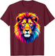 Lion Head Colorful Animal Lion T-Shirt - T-Shirt | Maroon
