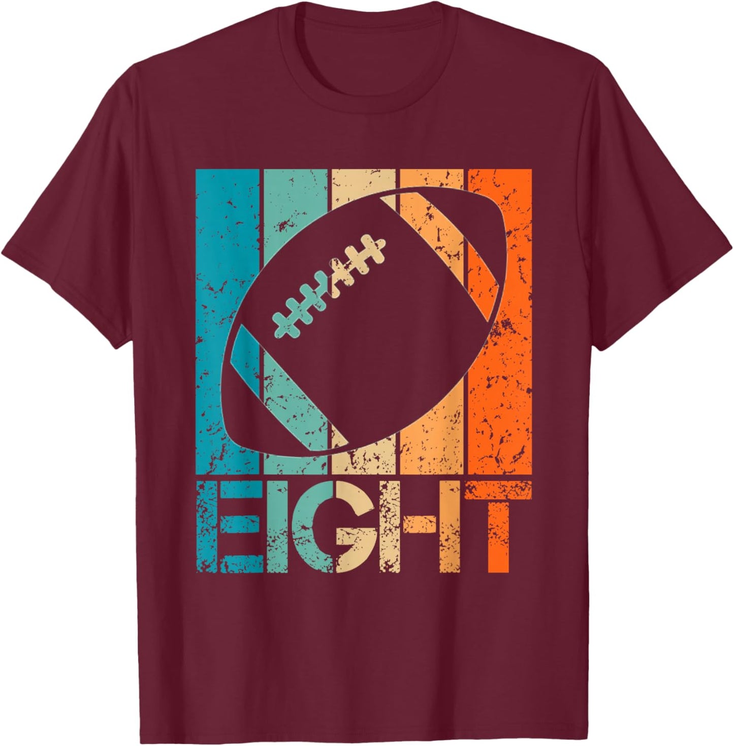 8th Football Birthday 8 Year Old 8yr Boys Birthday Football T-Shirt - T-Shirt | Maroon