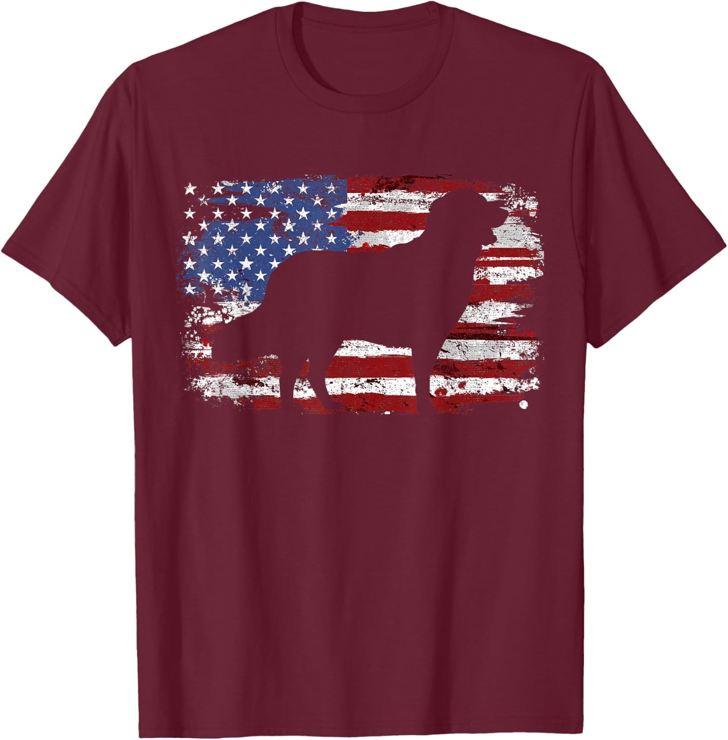 Golden Retriever Vintage USA Flag T-Shirt - T-Shirt | Maroon