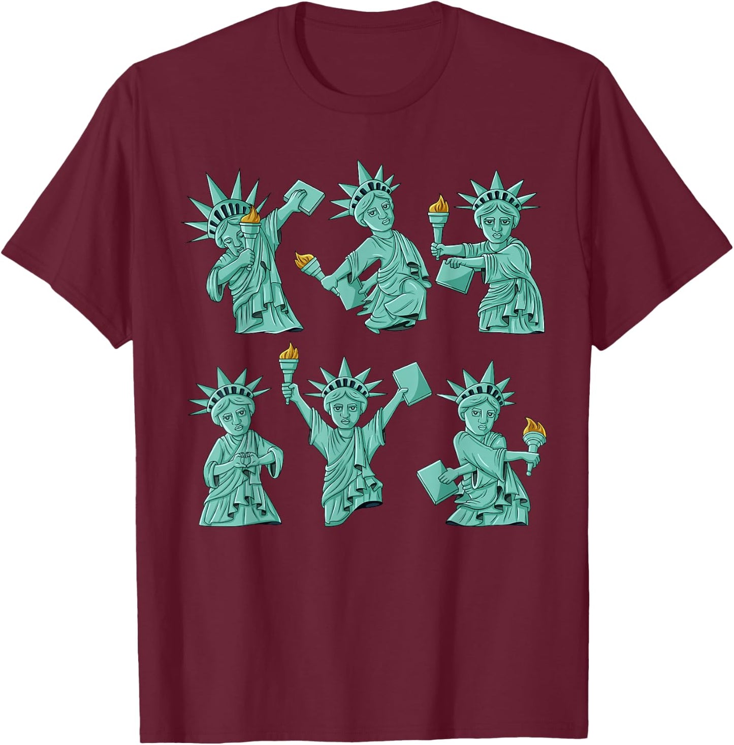 Dancing Statue of Liberty 4th of July USA Boys Girls Kids T-Shirt - T-Shirt | Maroon