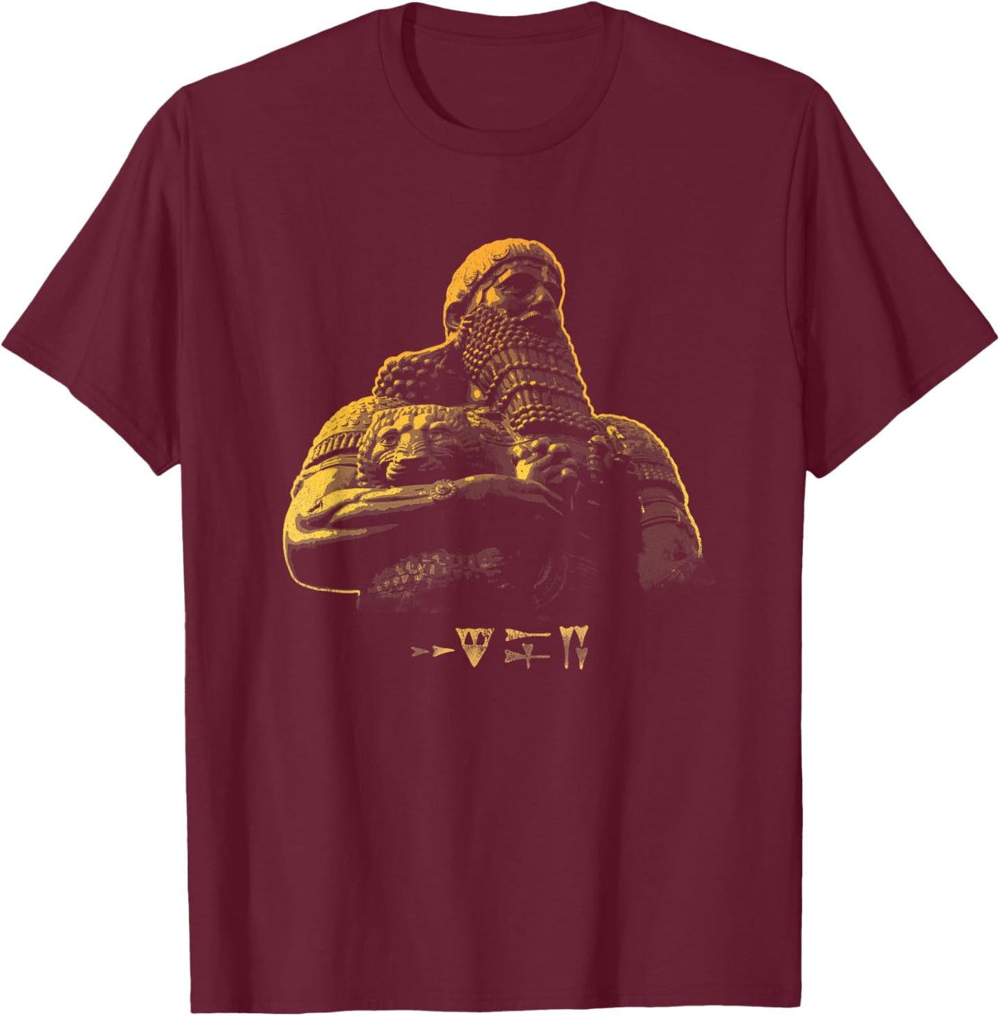 King Ashurbanipal Mesopotamian Assyrian Culture T-Shirt - T-Shirt | Maroon
