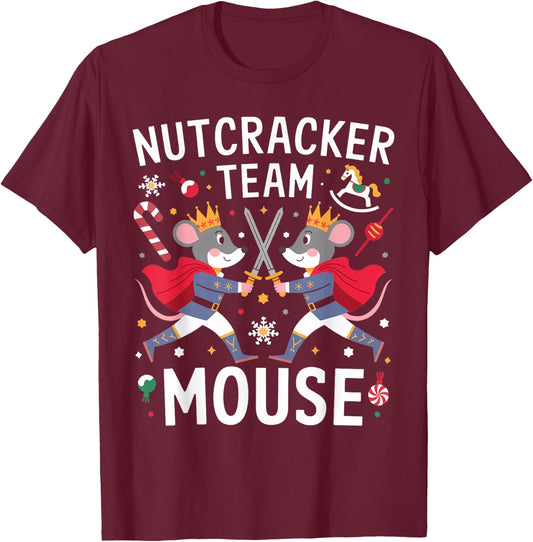 Funny Nutcracker Ballet Team Mouse Soldier Christmas Dance T-Shirt - T-Shirt | Maroon