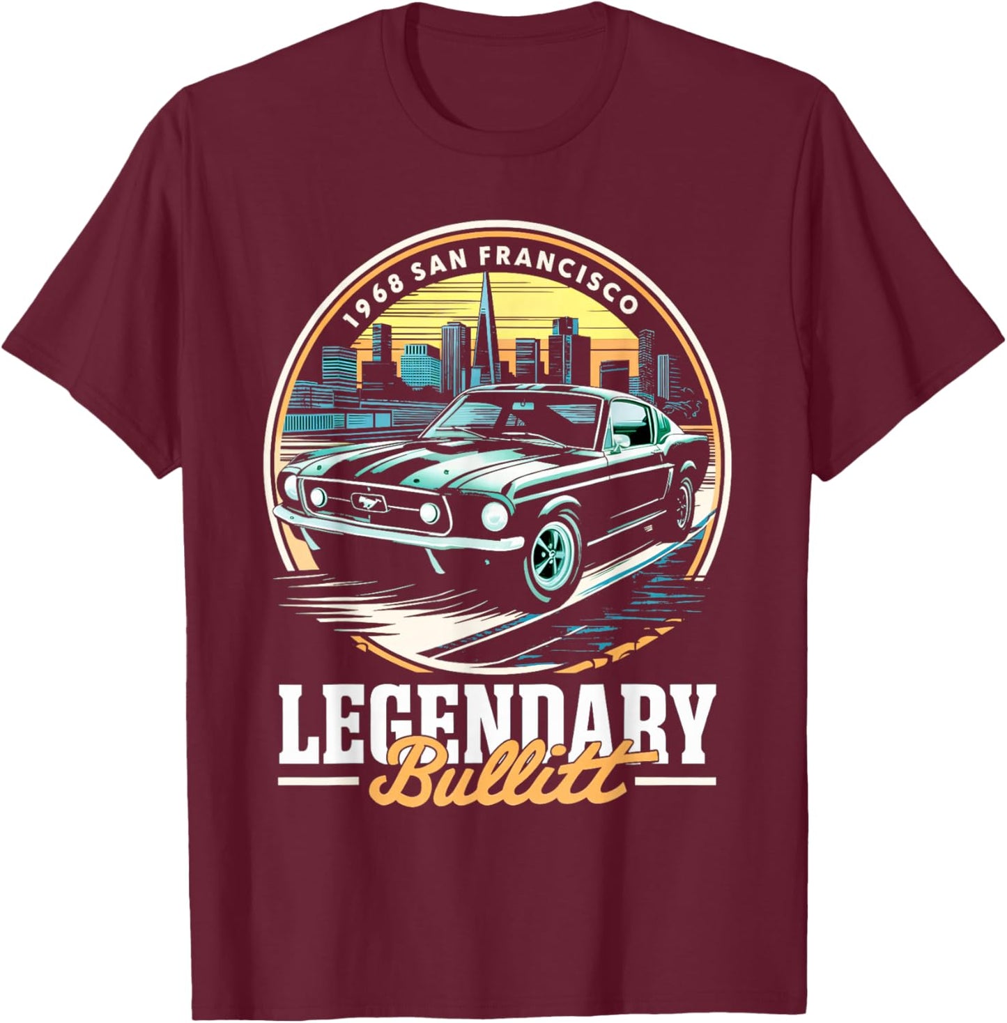 Legendärer Bullitt Muscle Oldtimer T-Shirt - T-Shirt | Maroon