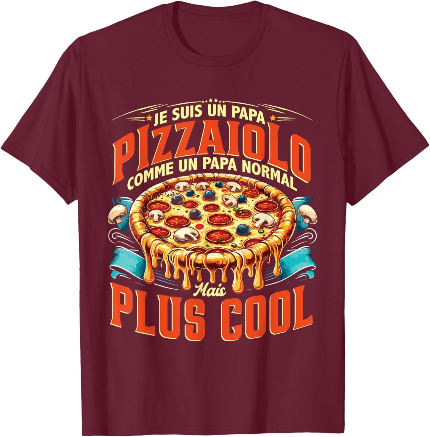 Pizzamaker Pizzeria Pizza Maker Italian Pastry Chef , Black, S T-Shirt - T-Shirt | Maroon