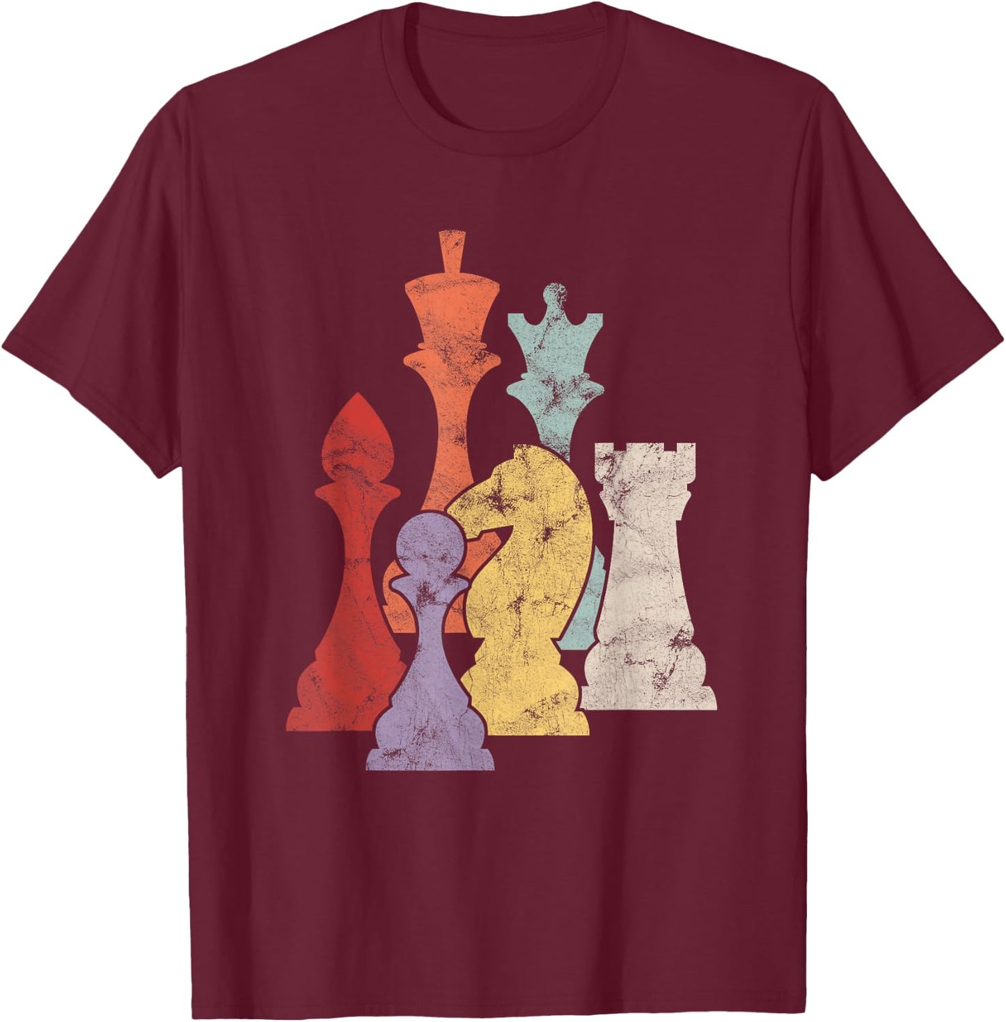 Retro Chess Piece Chess Shirts Boys Women Club Gift T-Shirt - T-Shirt | Maroon