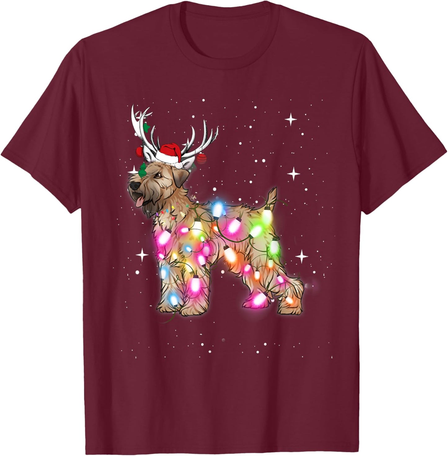 Christmas Lights Soft Coated Wheaten Terrier Dog Women Kids T-Shirt - T-Shirt | Maroon