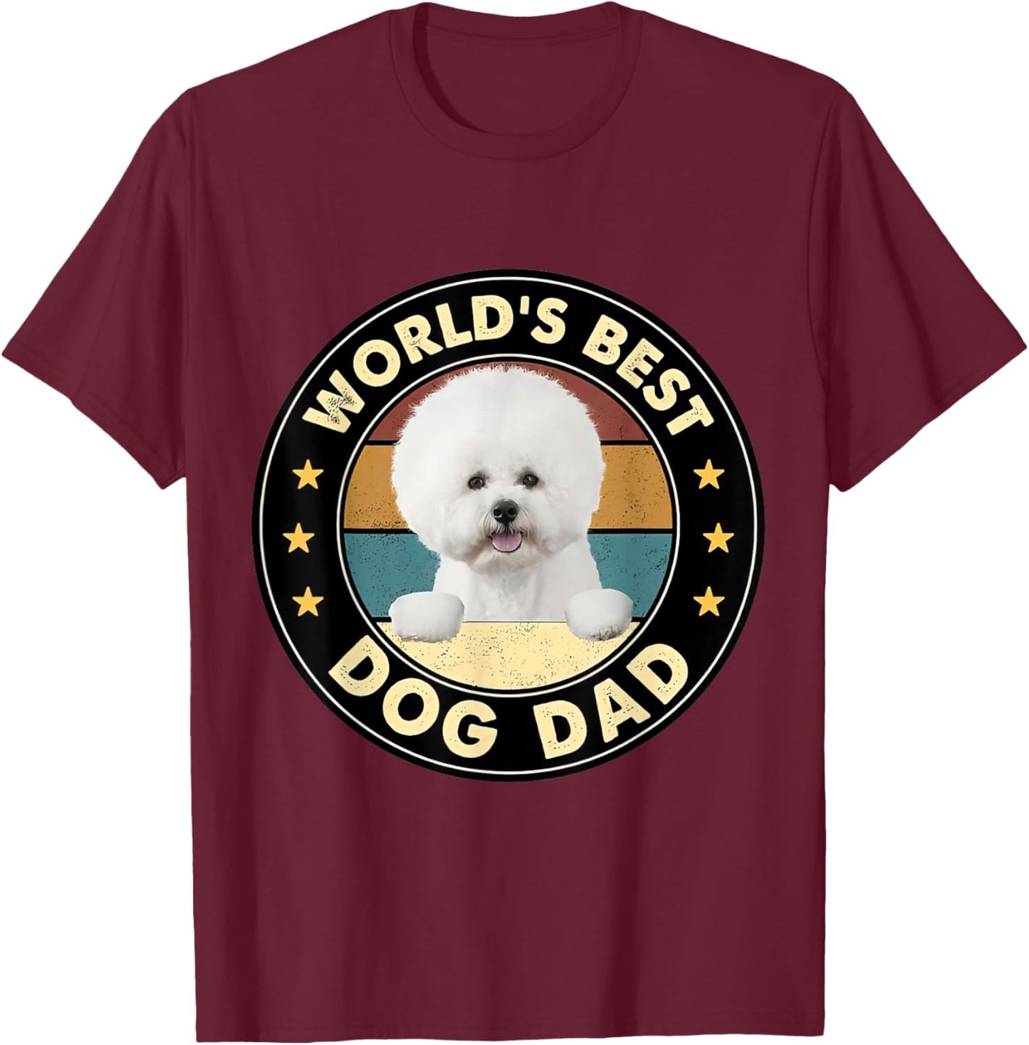 Vintage World's Best Best Bichon Frise Dad Dog Lover Women T-Shirt - T-Shirt | Maroon