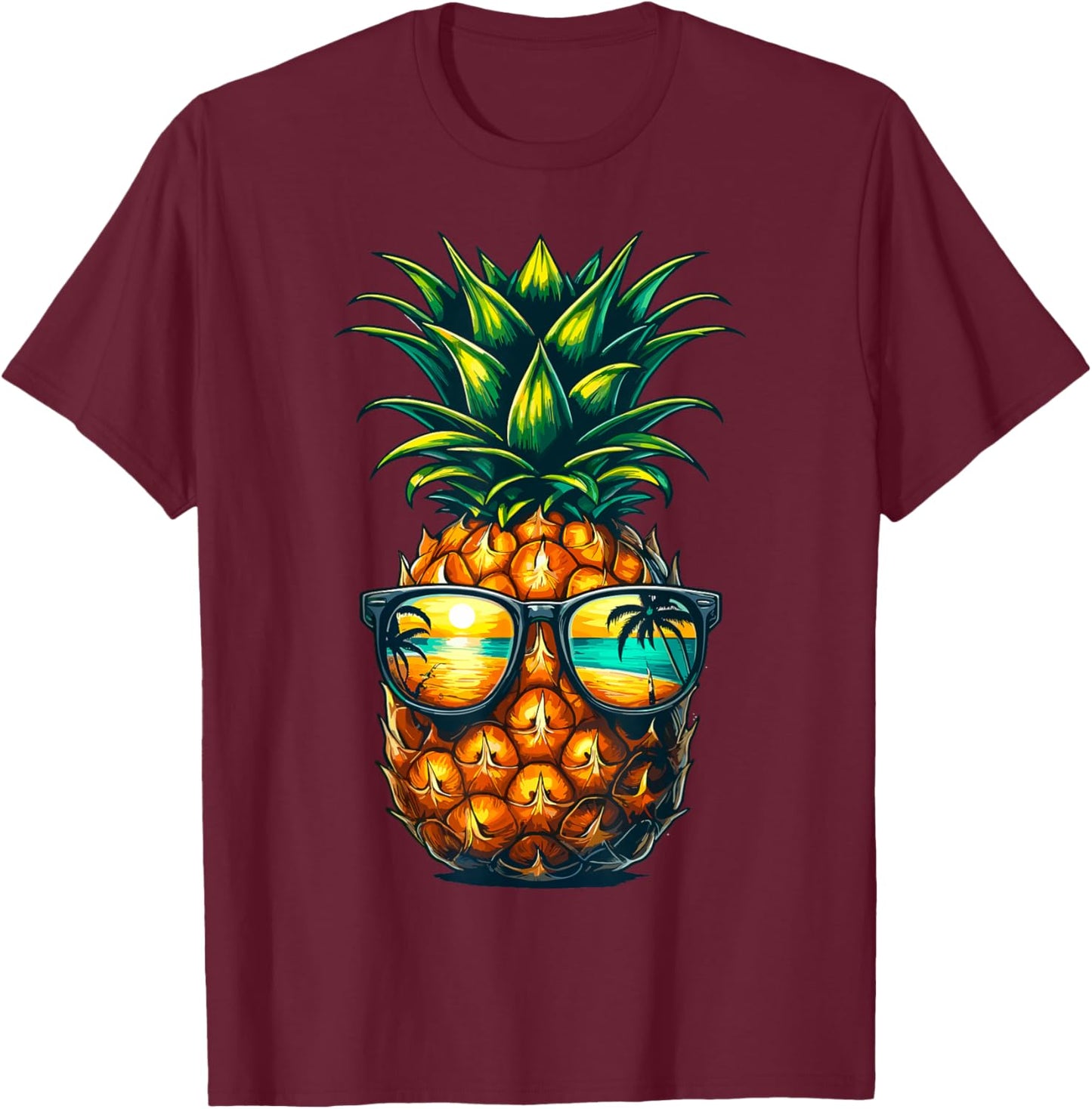 Pineapple Sunglasses Hawaiian Aloha Beaches Hawaii T-Shirt - T-Shirt | Maroon