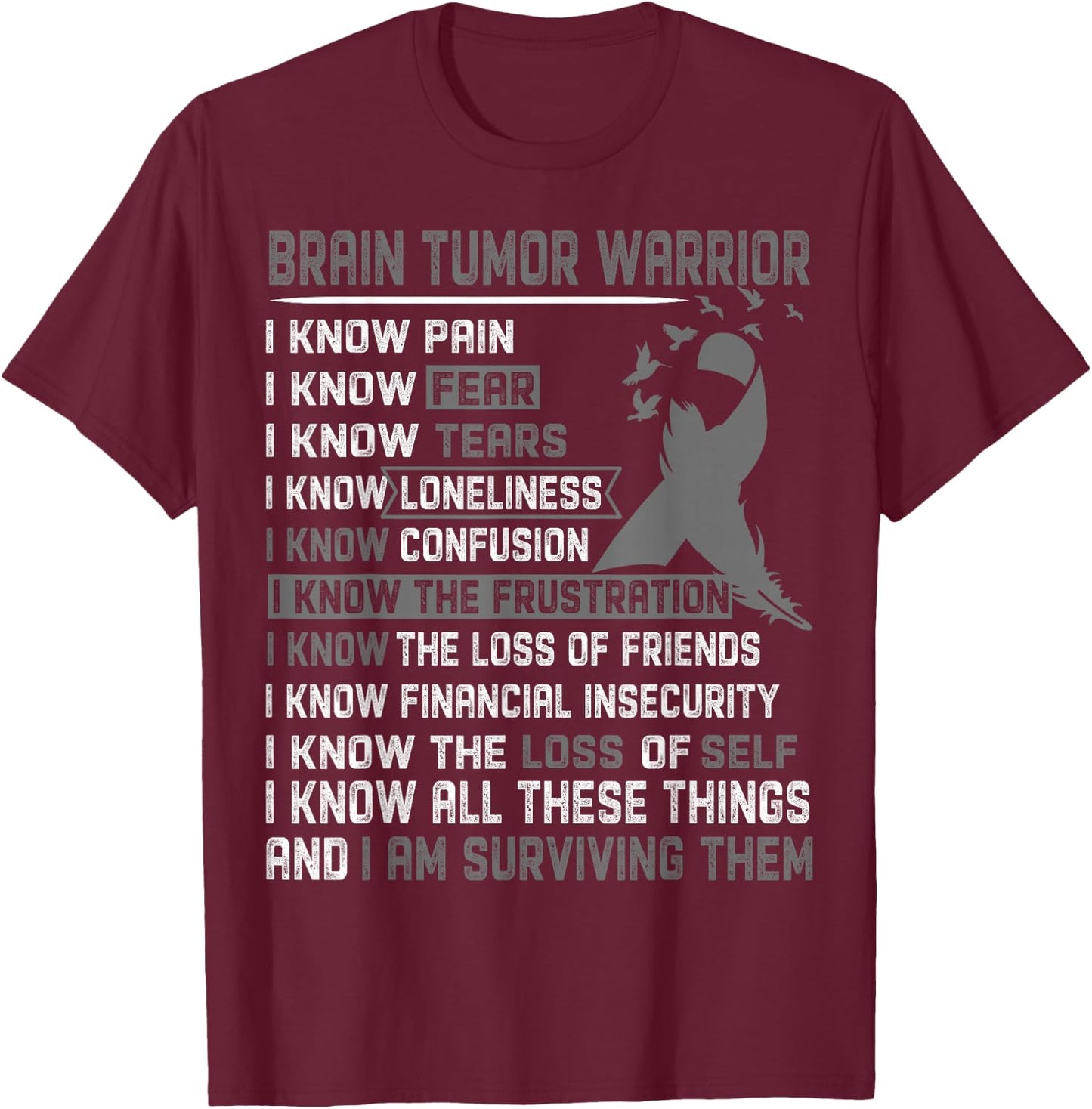 Brain Tumor Warrior Shirt Men T-Shirt - T-Shirt | Maroon