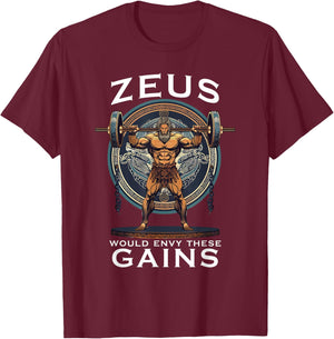 Funny Bodybuilding Muscle Gain Humor Greek God Zeus T-Shirt - T-Shirt | Maroon
