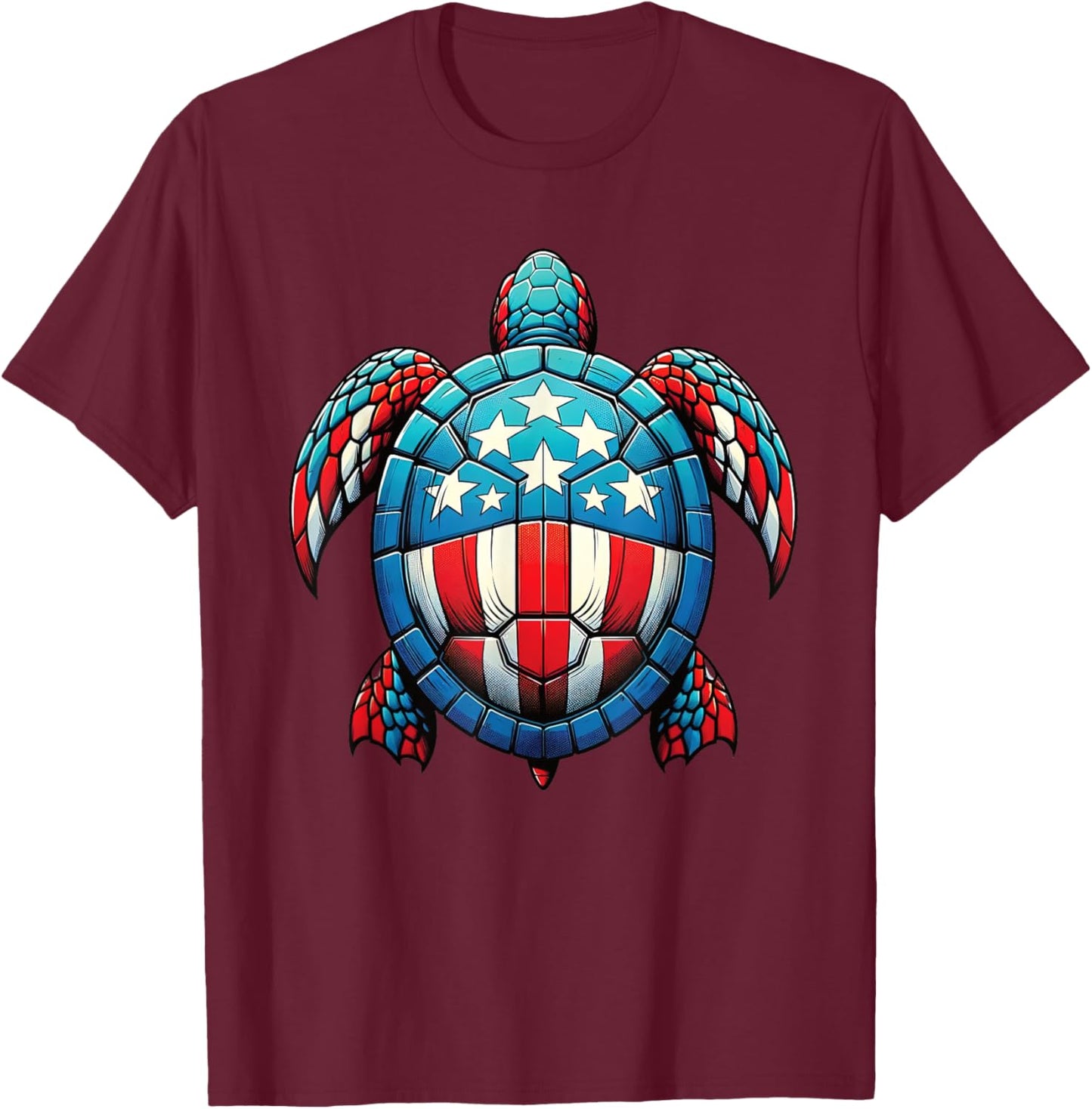Patriotic Turtle 4th Of July Kids Teen Girls Women T-Shirt - T-Shirt | Maroon