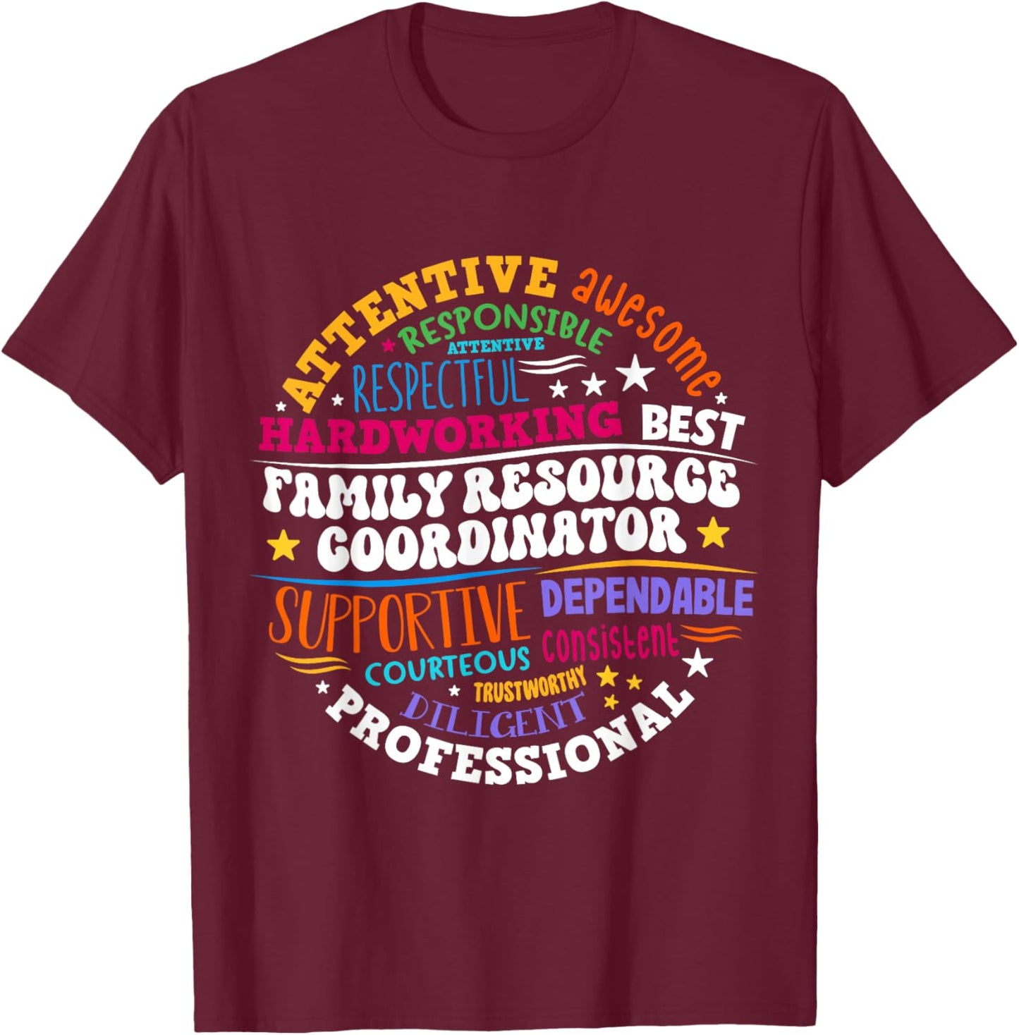 Groovy Family Resource Coordinator Appreciation T-Shirt - T-Shirt | Maroon