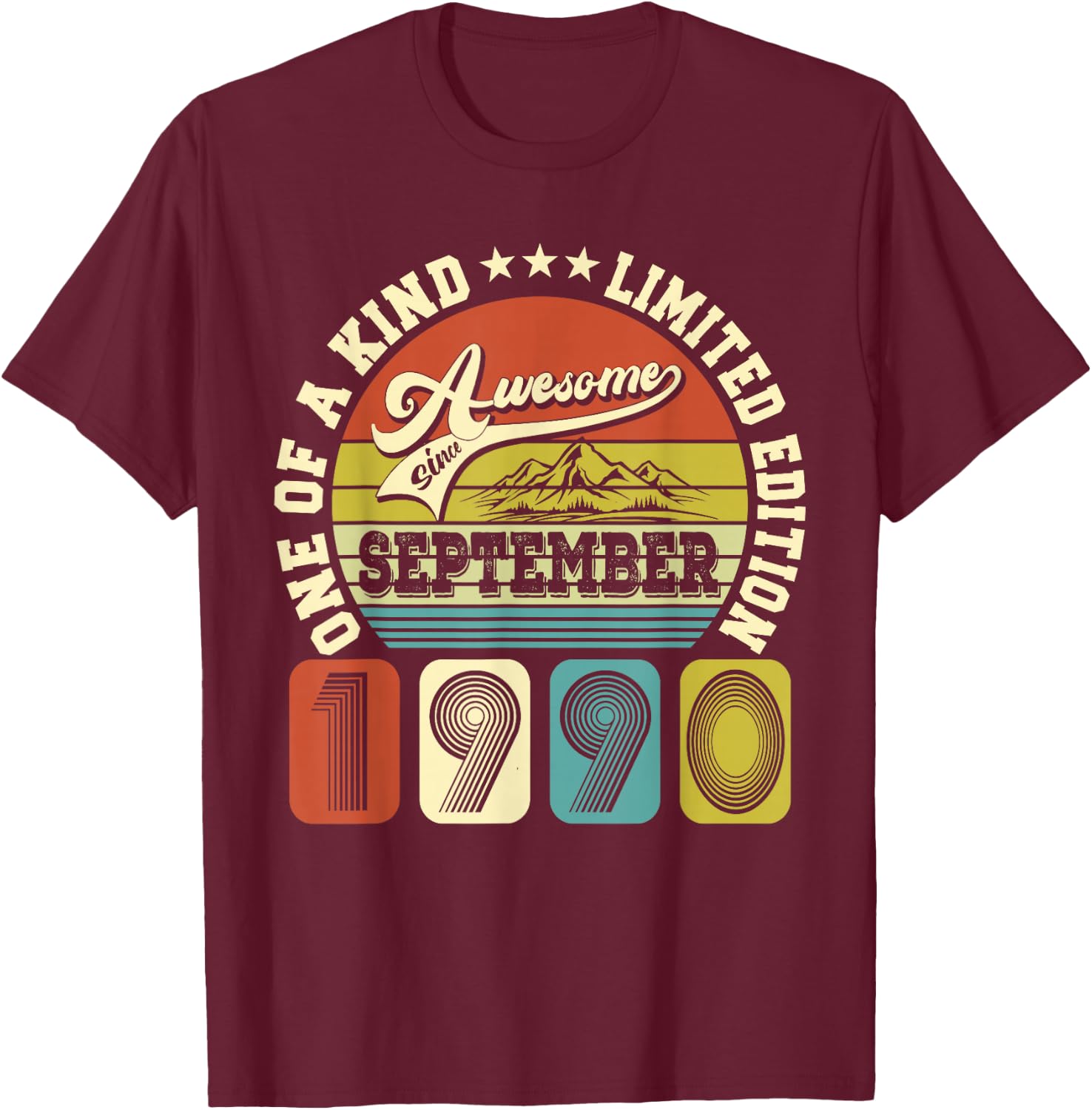 35 Years Old Gift 35th Birthday Awesome Since September 1990 T-Shirt - T-Shirt | Maroon