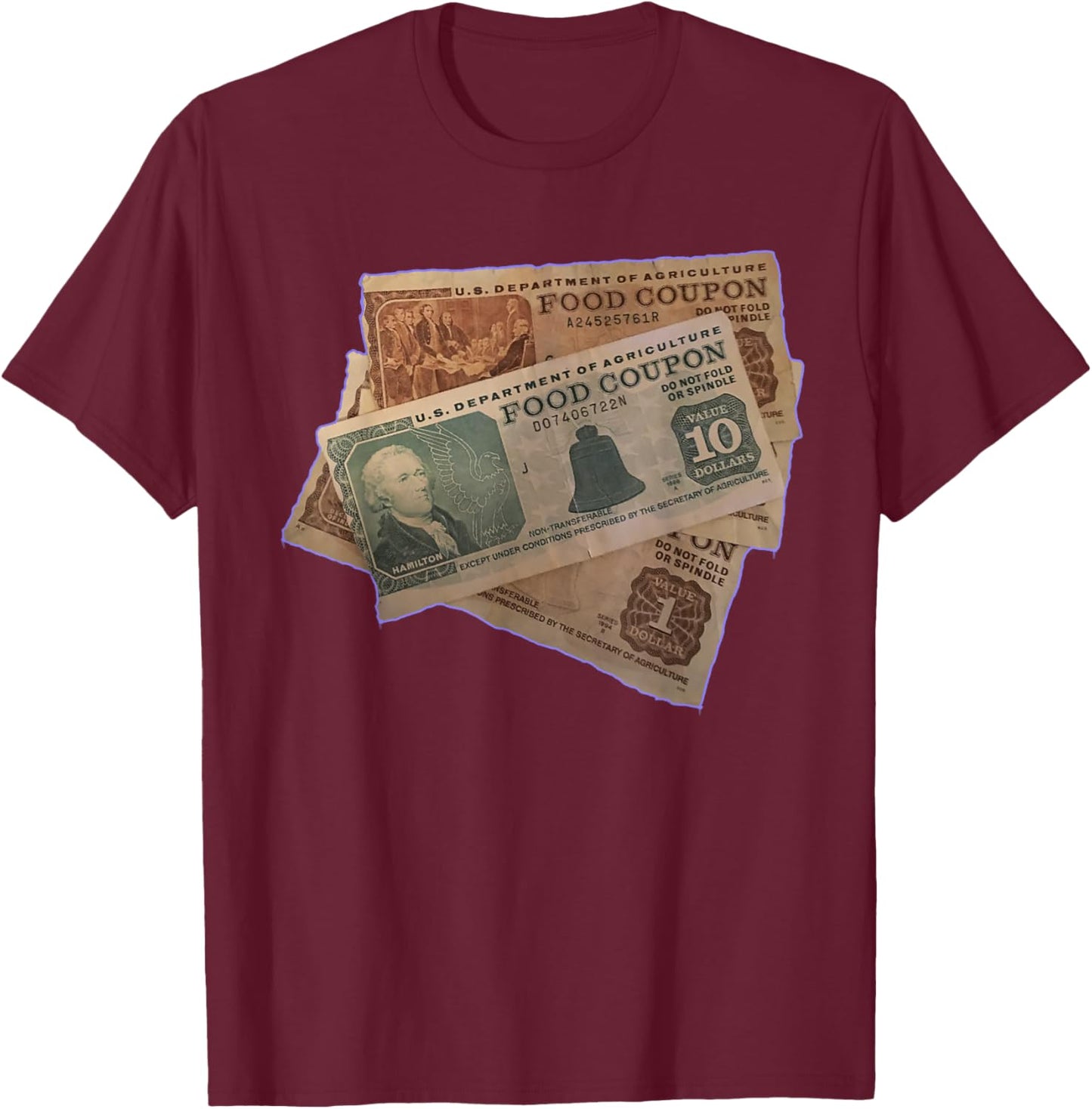 Foodstamp Graffiti Throwback Classic Gift Hiphop EBT 90s T-Shirt - T-Shirt | Maroon