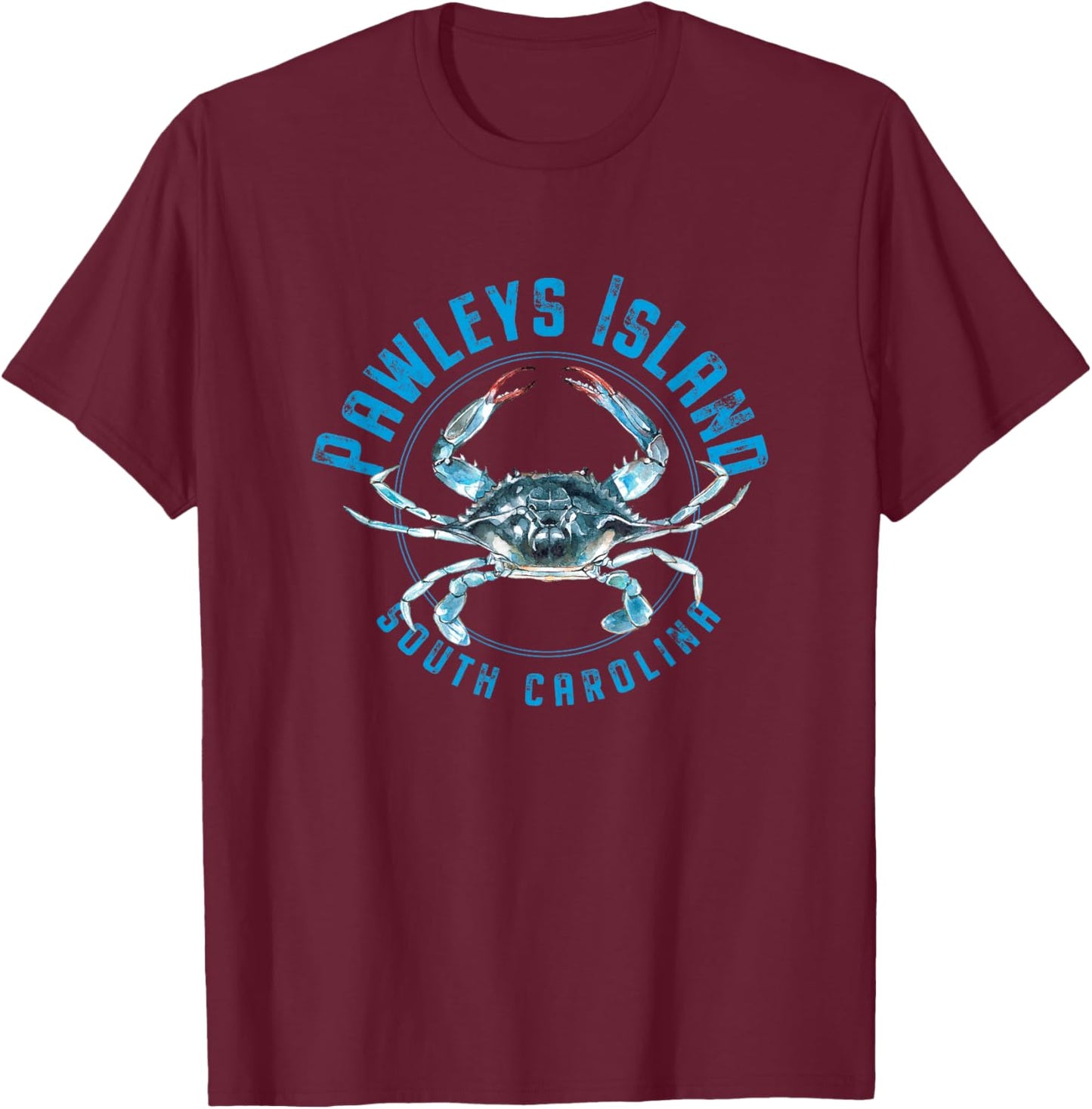 Pawleys Island South Carolina Blue Crab Design T-Shirt - T-Shirt | Maroon