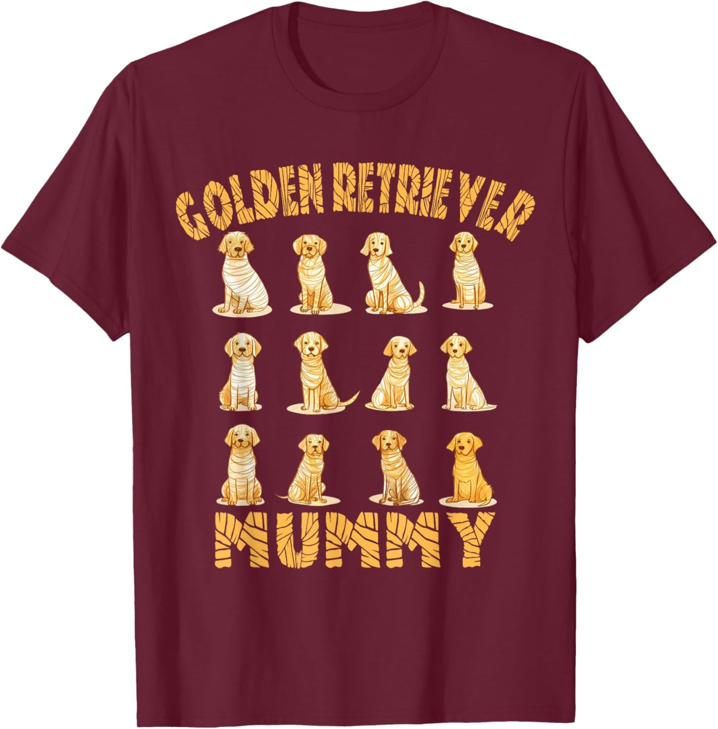 Golden Retriever Mummy Dog Lover Halloween Costume Men Women T-Shirt - T-Shirt | Maroon