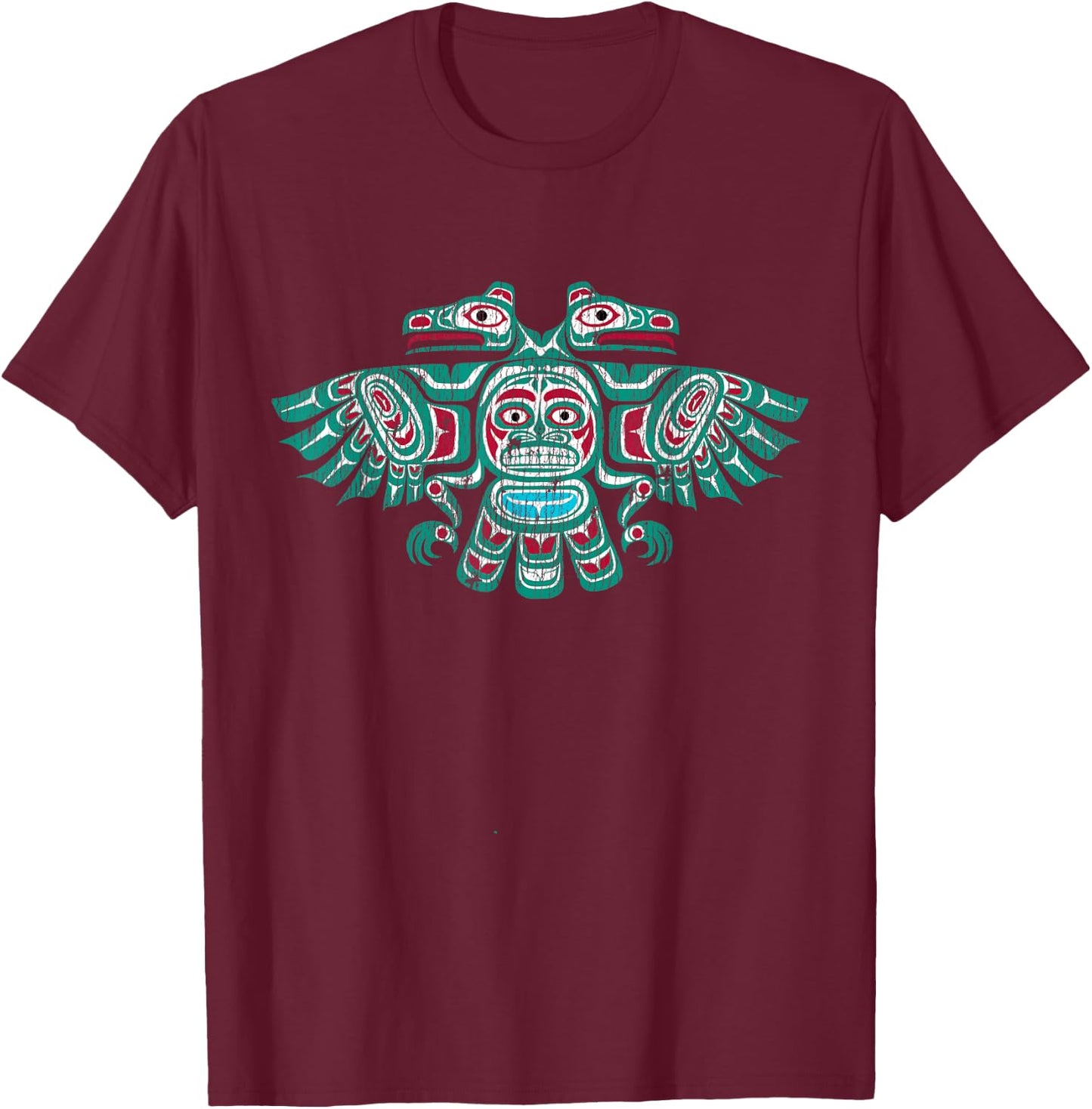 Native American Haida Thunderbird Totem Pole Vintage T-Shirt - T-Shirt | Maroon