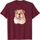 Funny Watercolor English Bulldog Men Women Girls Kids T-Shirt - T-Shirt | Maroon