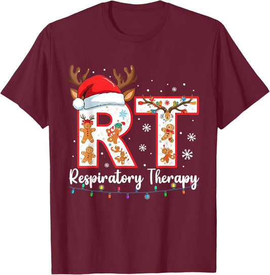 Christmas Nurse Respiratory Therapist Lung Therapy Nursing T-Shirt - T-Shirt | Maroon