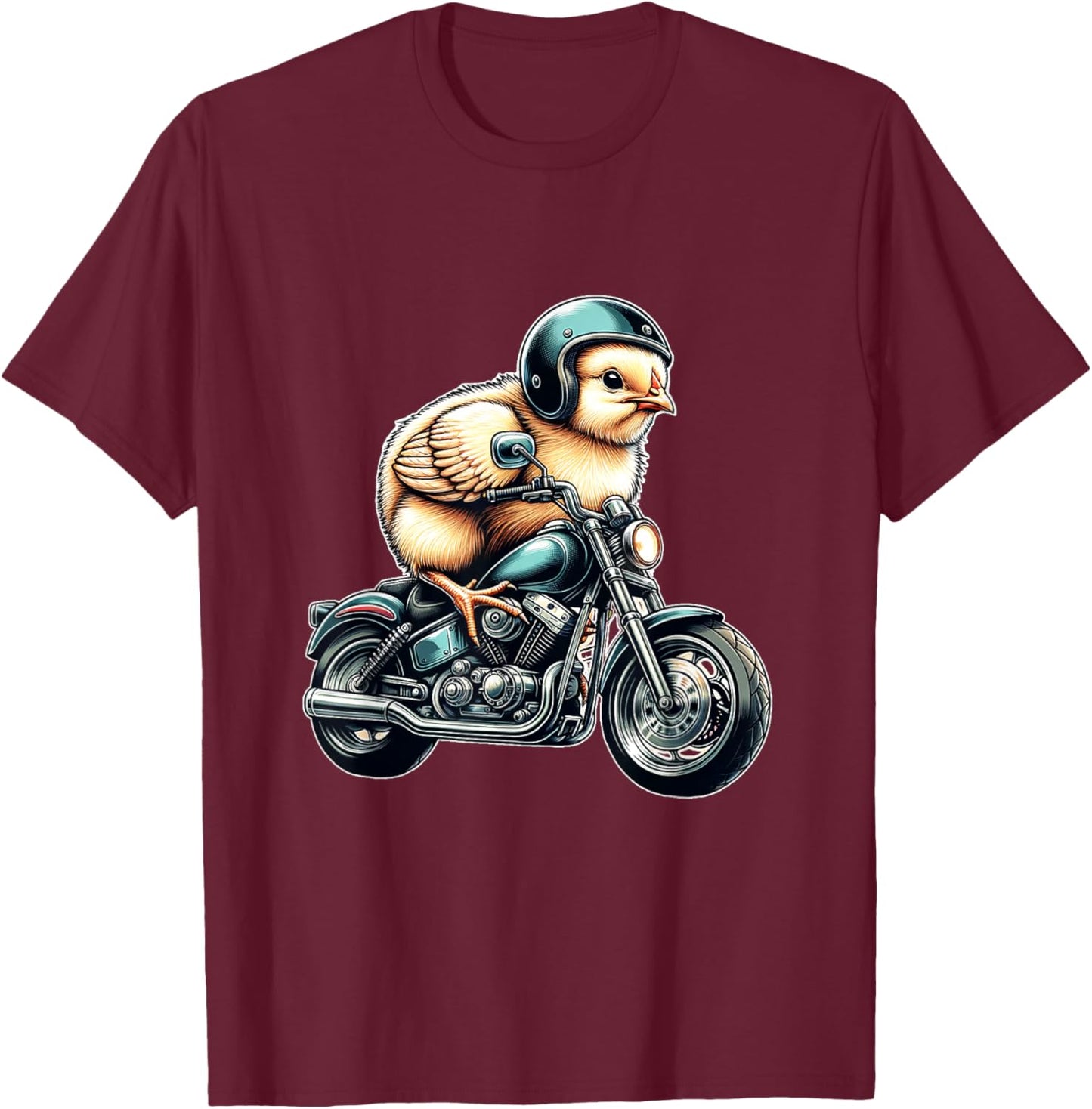 Biker Chick Funny Biker Chicken for Female Motorcycle Riders T-Shirt - T-Shirt | Maroon
