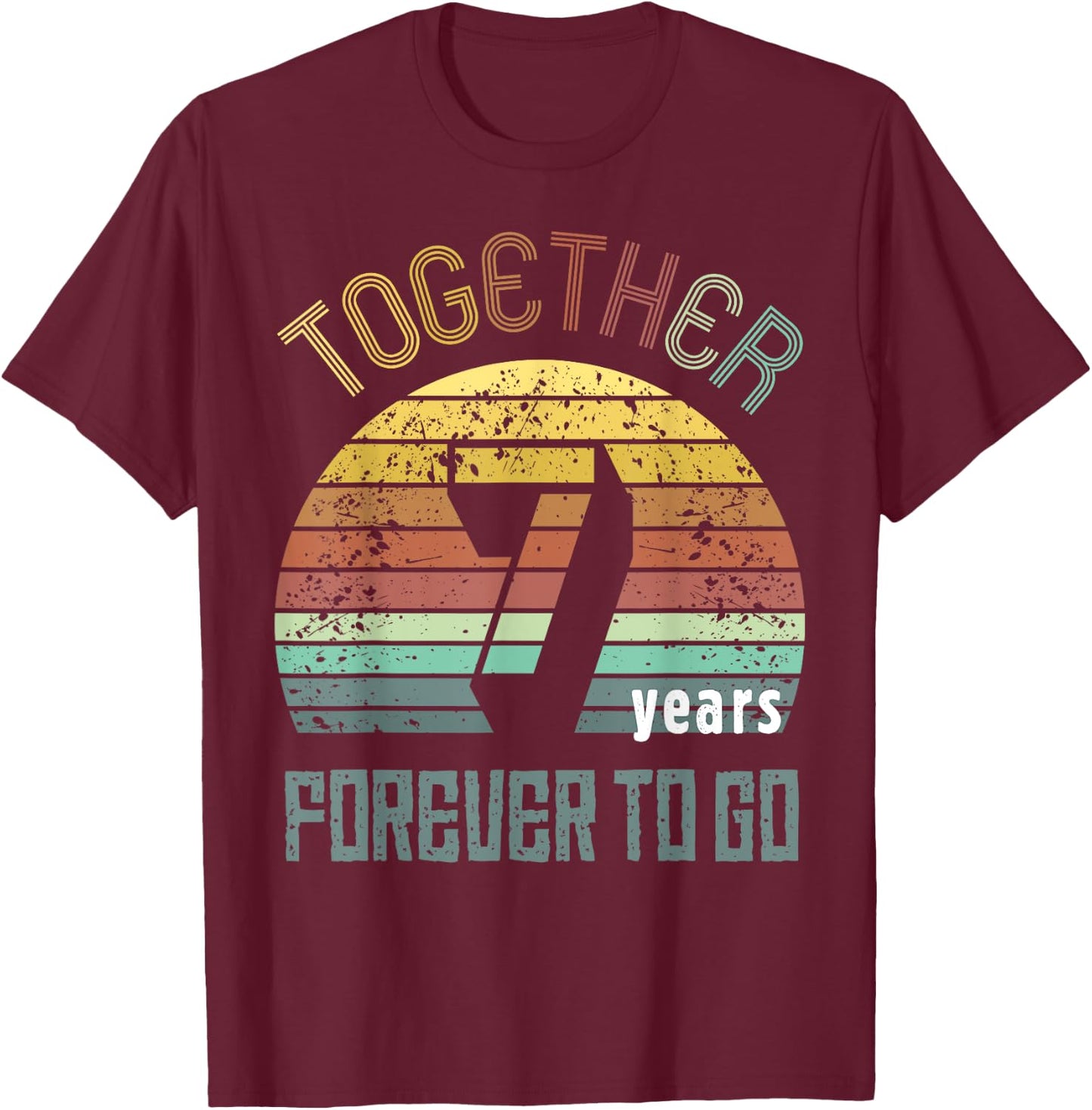 7th Years Wedding Anniversary Gifts For Couples Matching T-Shirt - T-Shirt | Maroon