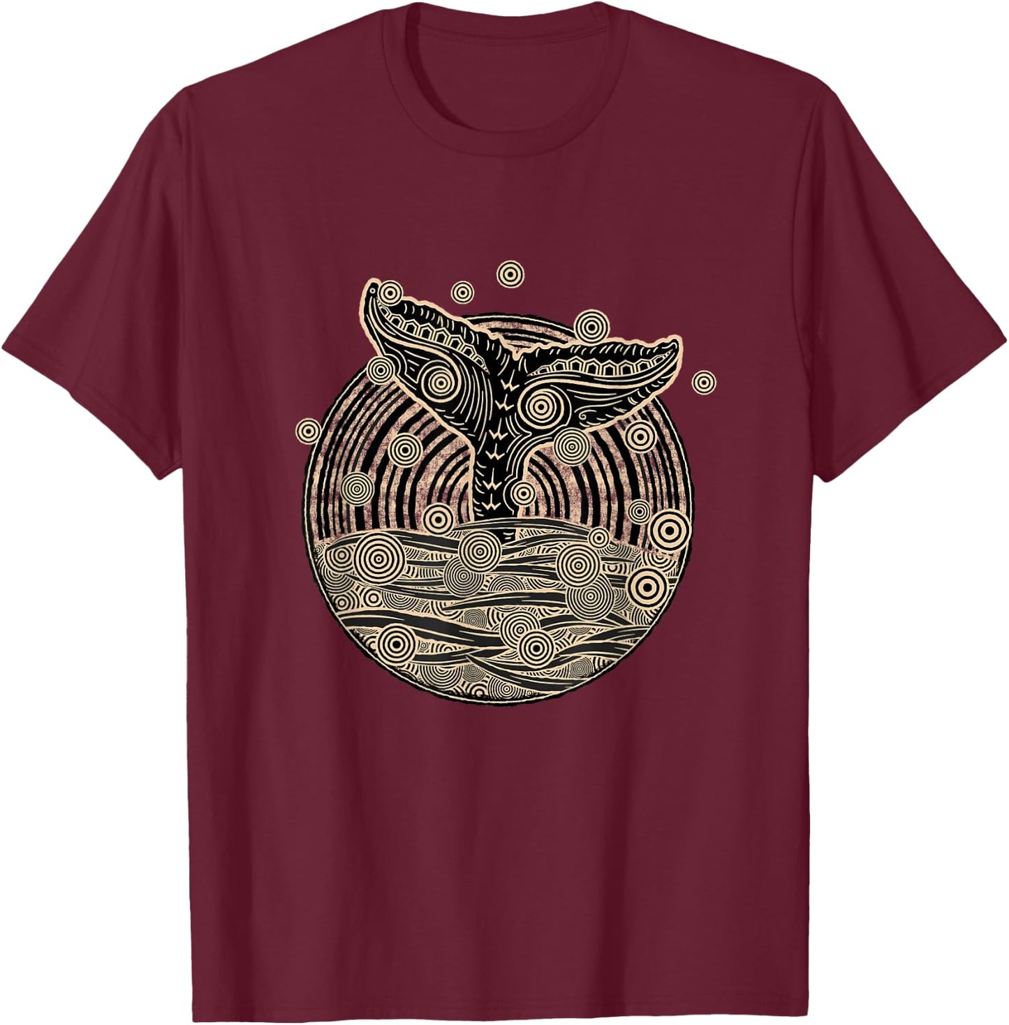 Vintage Tribal Whales Tail T-Shirt - T-Shirt | Maroon