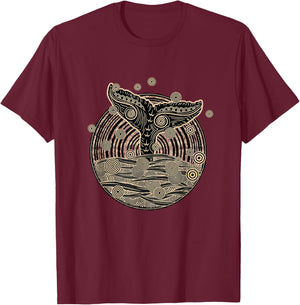 Vintage Tribal Whales Tail T-Shirt - T-Shirt | Maroon