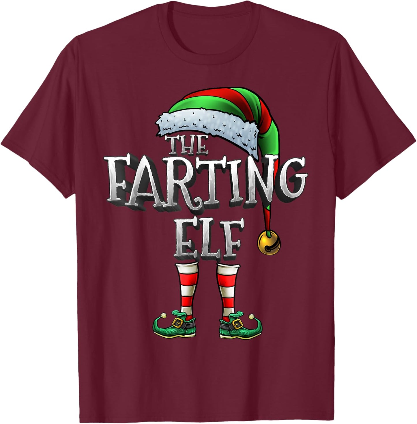 The Farting Elf Shirt Matching Family Christmas Farting Elf T-Shirt - T-Shirt | Maroon