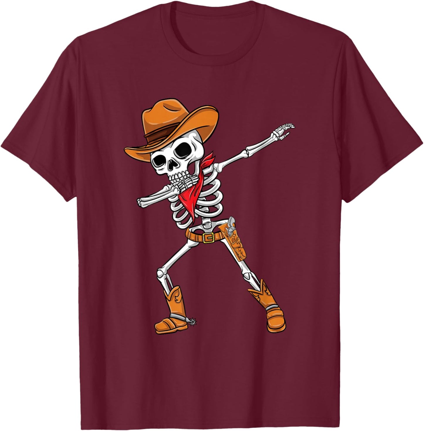 Dabbing Skelett Cowboy Halloween Jungen T-Shirt - T-Shirt | Maroon