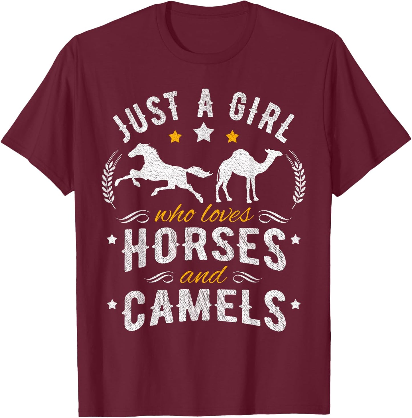 Horse and Camel Lover Just A Girl Gift T-Shirt - T-Shirt | Maroon