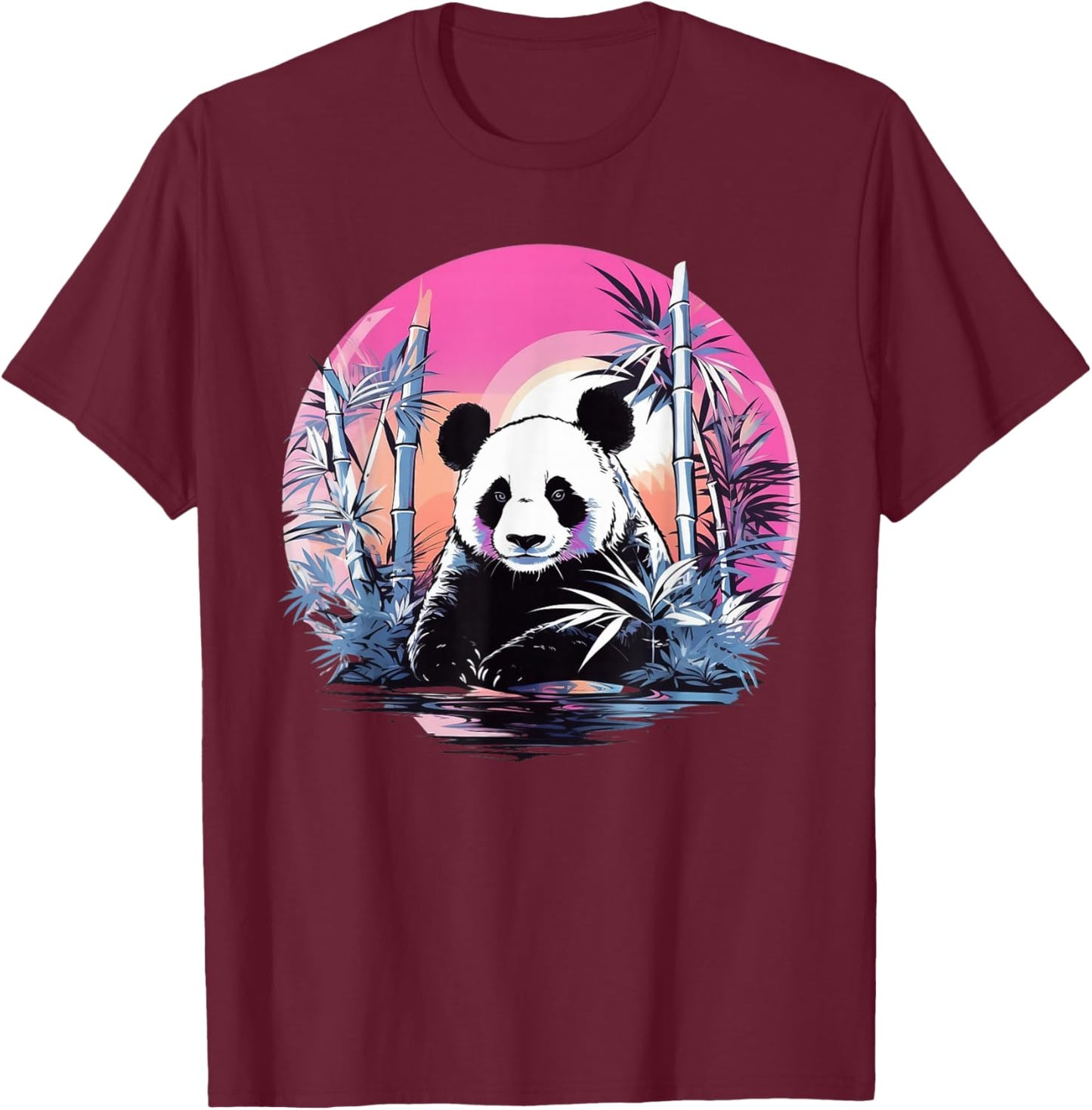 Vaporwave Panda Bear I Aesthetic Panda T-Shirt - T-Shirt | Maroon