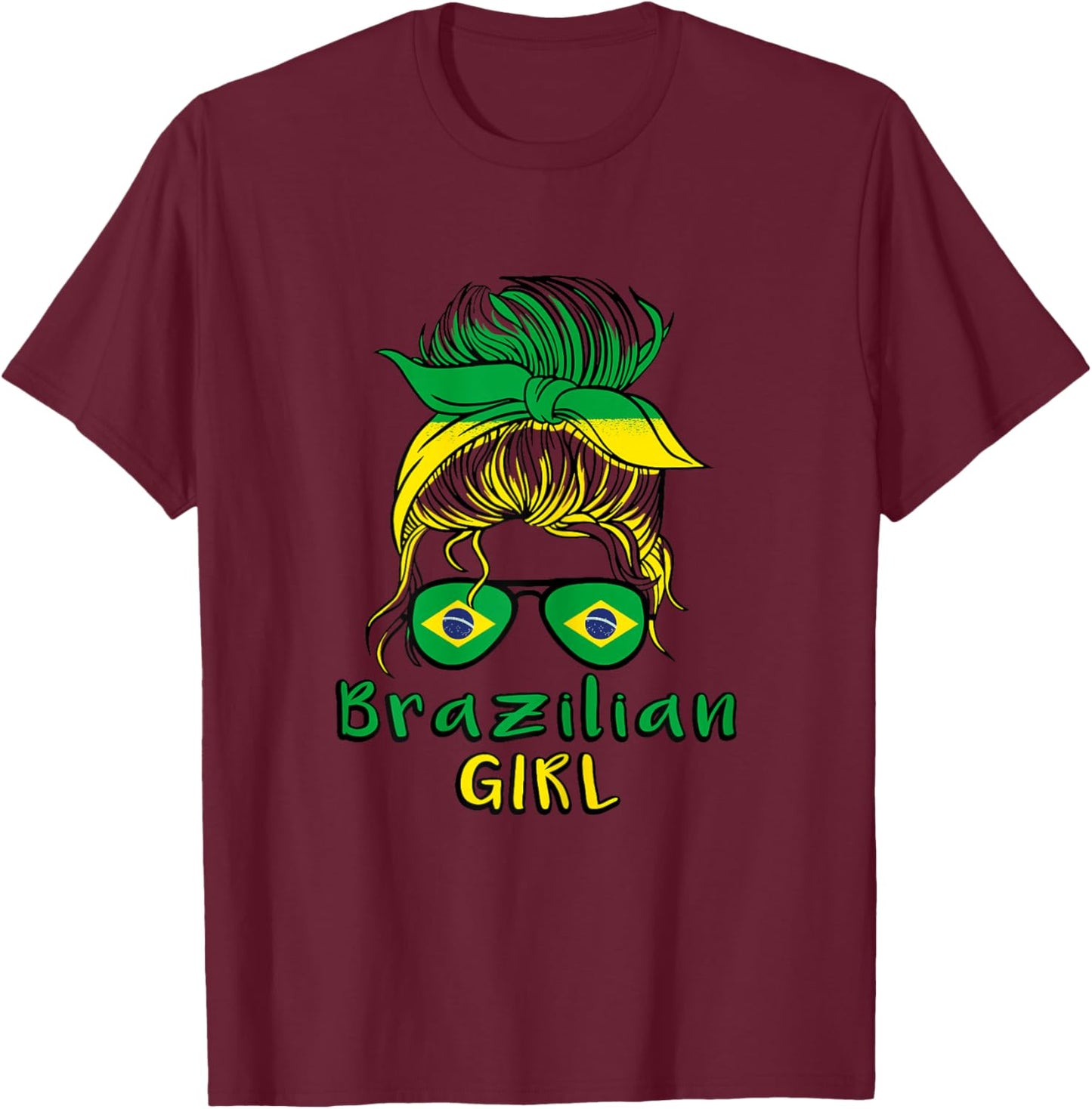 Brasilianisches Mädchen Brasilien Mädchen Brasilien Frauen Flagge T-Shirt - T-Shirt | Maroon