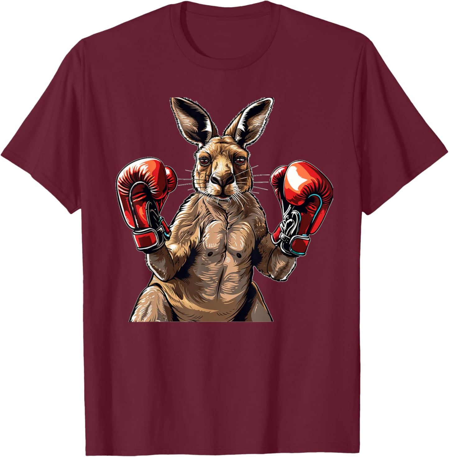 Cool sport Kangaroo with punching mitts T-Shirt - T-Shirt | Maroon