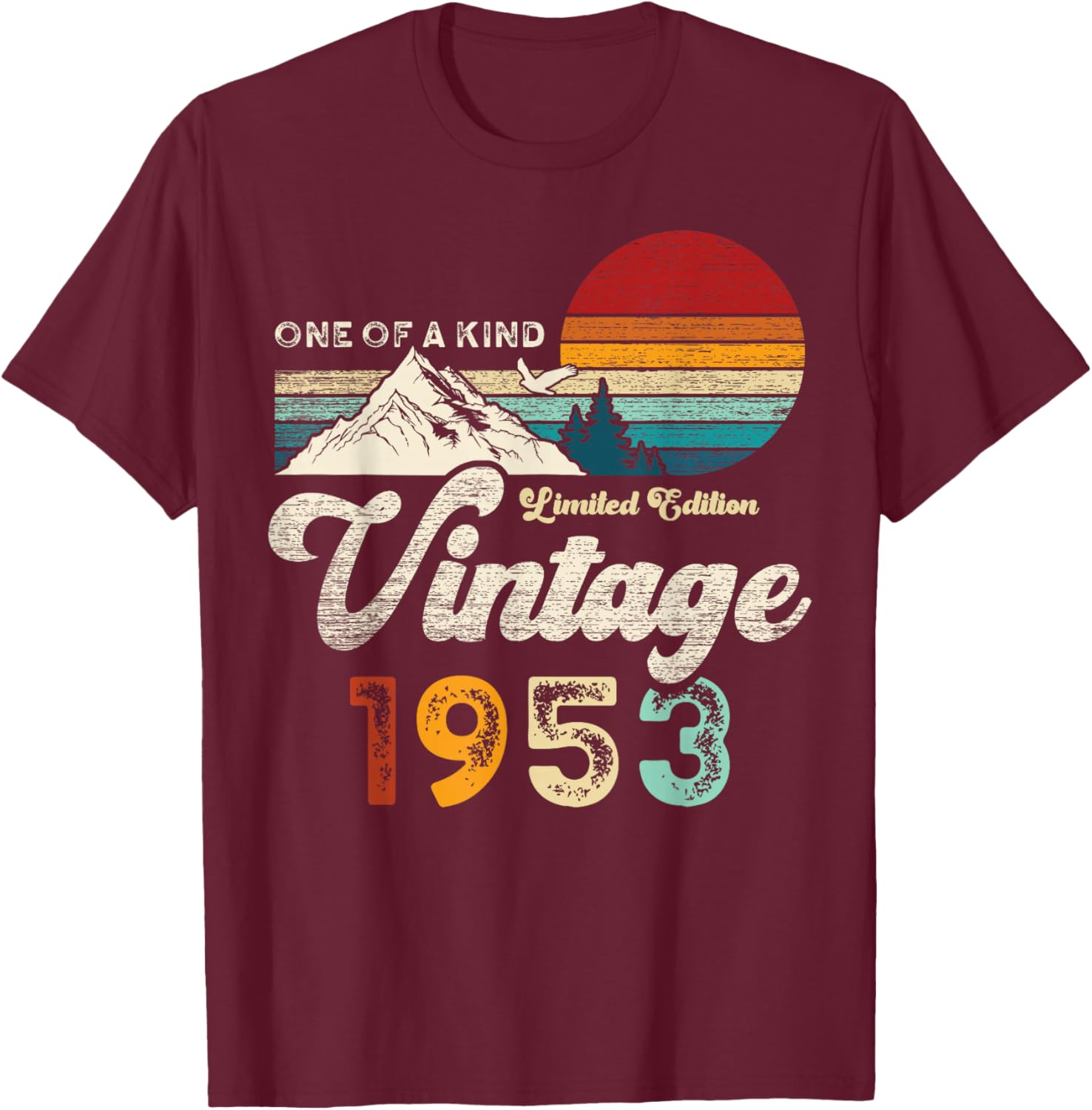Vintage 1953 Montagnes Aigle Retro 73e Anniversaire T-Shirt - T-Shirt | Maroon