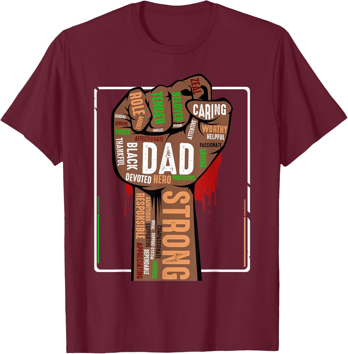 Black Dad African American Melanin Pride Black History Month T-Shirt - T-Shirt | Maroon