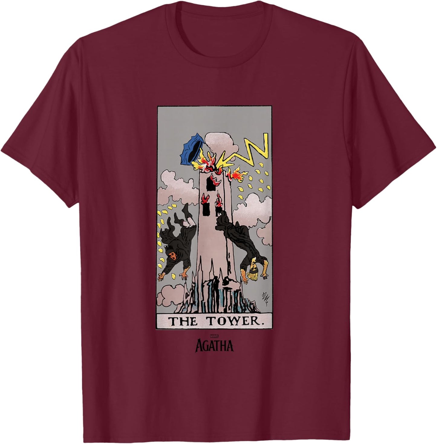 Marvel Agatha All Along The Tower Vintage Tarot Card T-Shirt - T-Shirt | Maroon