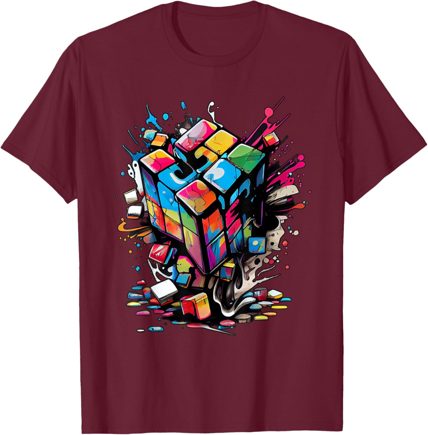Puzzle Cube Exploding Speed Cubing 80's Youth Vintage Math T-Shirt - T-Shirt | Maroon