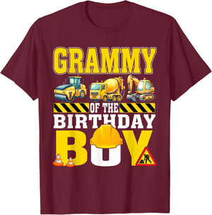 Grammy Of The Birthday Boy Construction Worker Birthday T-Shirt - T-Shirt | Maroon